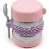 Melii - Jarra para alimentos de aço inoxidável, 10,1 onças, parede dupla, isolada a vácuo, rosa, roxo, cinza