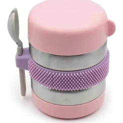 Melii - Jarra para alimentos de aço inoxidável, 10,1 onças, parede dupla, isolada a vácuo, rosa, roxo, cinza