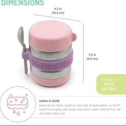 Melii - Jarra para alimentos de aço inoxidável, 10,1 onças, parede dupla, isolada a vácuo, rosa, roxo, cinza