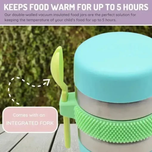 Melii - Jarra para alimentos de aço inoxidável, 10,1 onças, parede dupla, isolada a vácuo, azul, menta, limão