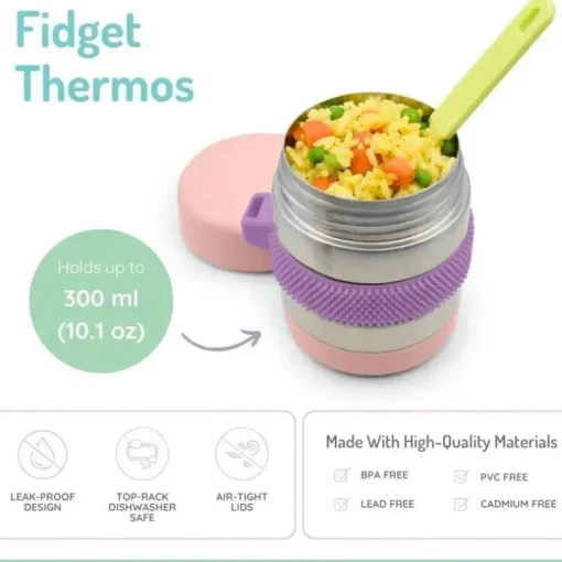 Melii - Jarra para alimentos de aço inoxidável, 10,1 onças, parede dupla, isolada a vácuo, rosa, roxo, cinza