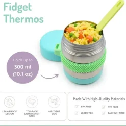 Melii - Jarra para alimentos de aço inoxidável, 10,1 onças, parede dupla, isolada a vácuo, azul, menta, limão