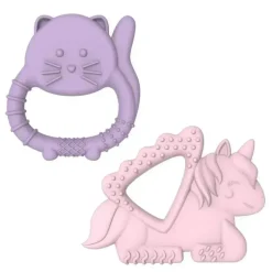 Melii - Mordedores para bebês, 100% silicone de qualidade alimentar, múltiplas texturas, sem BPA, unicórnio e gato