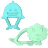 Melii - Mordedores para bebês, 100% silicone de qualidade alimentar, múltiplas texturas, sem BPA, dinossauro e tubarão