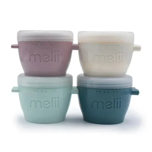 Melii - 4Pk Snap &amp; Go Recipientes para armazenamento de alimentos para bebês, 4 Oz