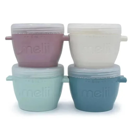 Melii - 4Pk Snap &amp; Go Recipientes para armazenamento de alimentos para bebês, 6 Oz