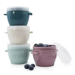 Melii - 4Pk Snap &amp; Go Recipientes para armazenamento de alimentos para bebês, 6 Oz