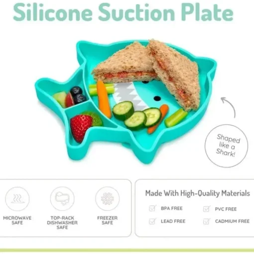 Melii - Placa de sucção de silicone dividida, tubarão