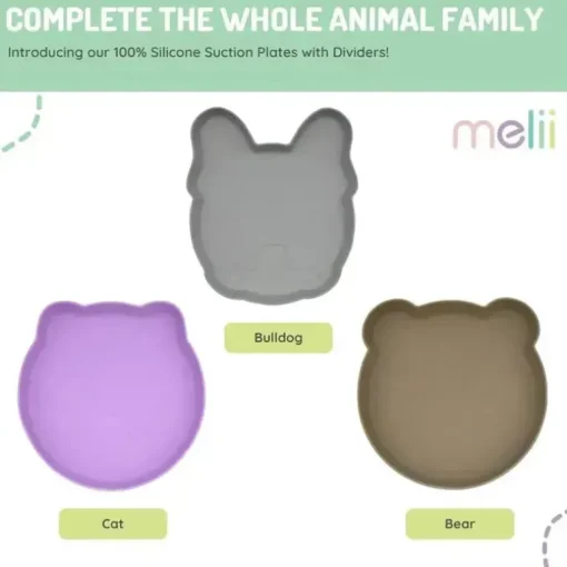 Melii - Placa de sucção dividida 100% silicone com divisórias removíveis, gato