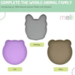 Melii - Placa de sucção dividida 100% silicone com divisórias removíveis, Bulldog