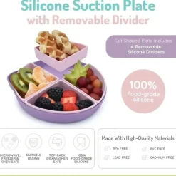 Melii - Placa de sucção dividida 100% silicone com divisórias removíveis, gato