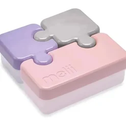 Melii - Recipiente de armazenamento de alimentos Puzzle Bento Box, 3 compartimentos, rosa, roxo e cinza