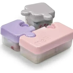 Melii - Recipiente de armazenamento de alimentos Puzzle Bento Box, 3 compartimentos, rosa, roxo e cinza