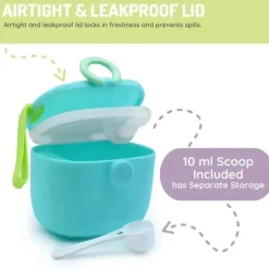 Melii - Recipiente de armazenamento de fórmulas para bebês com colher integrada, capacidade de 400ml / 13,5 onças, azul