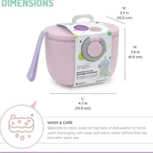 Melii - Recipiente de armazenamento de fórmulas para bebês com colher integrada, capacidade de 400ml / 13,5 onças, rosa