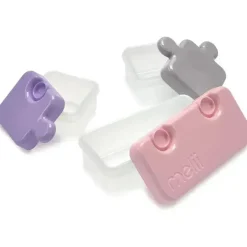 Melii - Recipiente de armazenamento de alimentos Puzzle Bento Box, 3 compartimentos, rosa, roxo e cinza