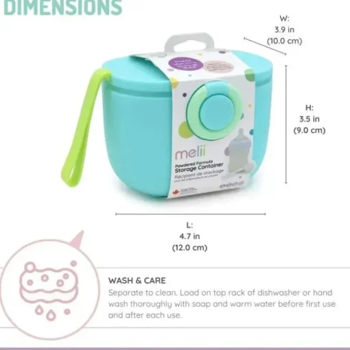 Melii - Recipiente de armazenamento de fórmulas para bebês com colher integrada, capacidade de 400ml / 13,5 onças, azul