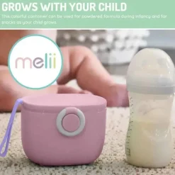 Melii - Recipiente de armazenamento de fórmulas para bebês com colher integrada, capacidade de 400ml / 13,5 onças, rosa