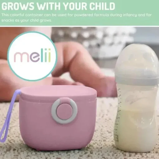 Melii - Recipiente de armazenamento de fórmulas para bebês com colher integrada, capacidade de 400ml / 13,5 onças, rosa