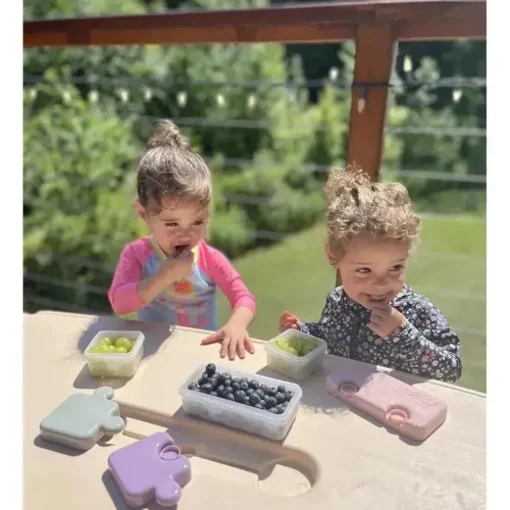 Melii - Recipiente de armazenamento de alimentos Puzzle Bento Box, 3 compartimentos, rosa, roxo e cinza