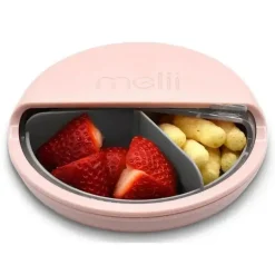 Melii - recipiente giratório para lanches com 3 compartimentos, rosa