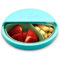 Melii - recipiente giratório para lanches com 3 compartimentos, azul