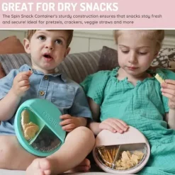 Melii - recipiente giratório para lanches com 3 compartimentos, rosa