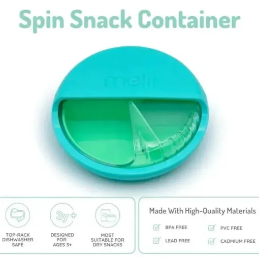 Melii - recipiente giratório para lanches com 3 compartimentos, azul