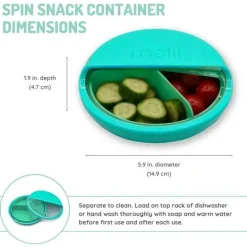 Melii - recipiente giratório para lanches com 3 compartimentos, azul