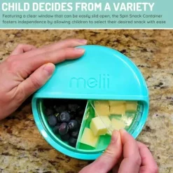 Melii - recipiente giratório para lanches com 3 compartimentos, azul