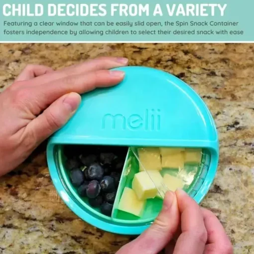 Melii - recipiente giratório para lanches com 3 compartimentos, azul