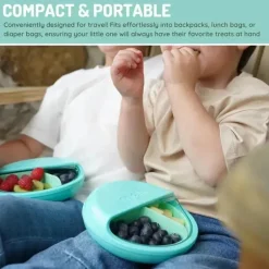 Melii - recipiente giratório para lanches com 3 compartimentos, azul