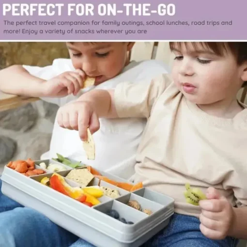 Melii - recipiente para lanches dividido com 12 compartimentos, cinza