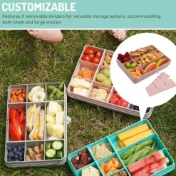 Melii - recipiente para lanches dividido com 12 compartimentos, azul