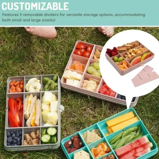 Melii - recipiente para lanches dividido com 12 compartimentos, azul