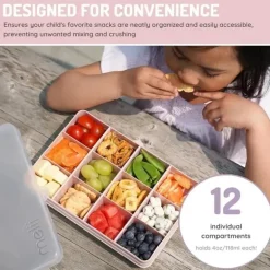 Melii - recipiente para lanches dividido com 12 compartimentos, cinza