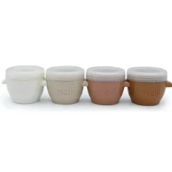 Melii - Recipientes de armazenamento de comida para bebê 4Pk Snap &amp; Go com tampas, neutros, 4 onças