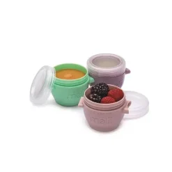 Melii - Recipientes de armazenamento de comida para bebê Snap &amp; Go de 2 onças com tampas