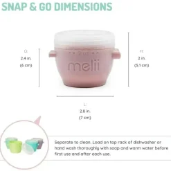 Melii - recipientes de armazenamento de comida para bebês Snap &amp; Go, 2 onças, pacote com 6