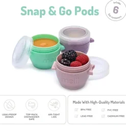 Melii - recipientes de armazenamento de comida para bebês Snap &amp; Go, 2 onças, pacote com 6