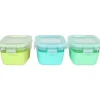 Melii - Recipientes de vidro para armazenamento de alimentos com capa de silicone, 5,4 onças, menta, azul, limão