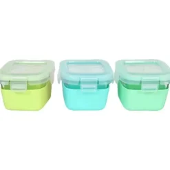 Melii - Recipientes de vidro para armazenamento de alimentos com capa de silicone, 5,4 onças, menta, azul, limão