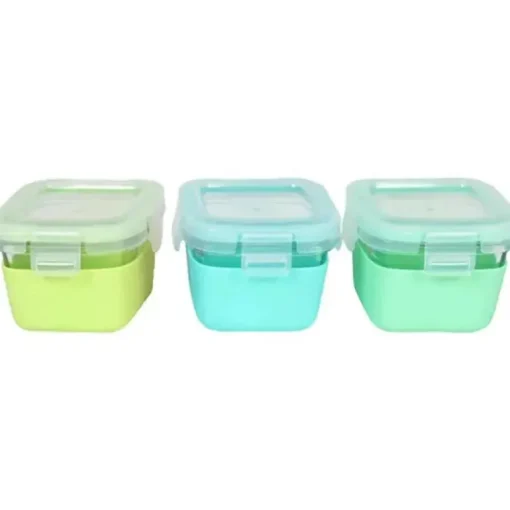 Melii - Recipientes de vidro para armazenamento de alimentos com capa de silicone, 5,4 onças, menta, azul, limão