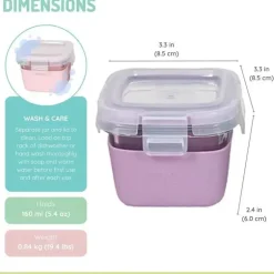 Melii - Recipientes de vidro para armazenamento de alimentos com capa de silicone, 5,4 onças, rosa, roxo, cinza