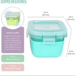 Melii - Recipientes de vidro para armazenamento de alimentos com capa de silicone, 5,4 onças, menta, azul, limão