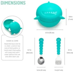 Melii - tigela de silicone para tubarão com tampa e utensílios