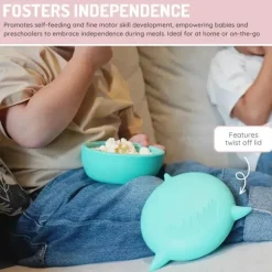 Melii - tigela de silicone para tubarão com tampa e utensílios