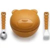Melii - Tigela Urso de Silicone com Tampa e Utensílios