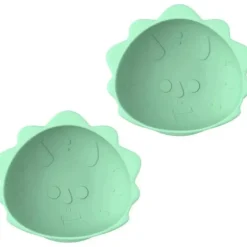 Melii - Ventosas de silicone para bebês e crianças pequenas, 10,1 onças - 2 unidades, Dino Green