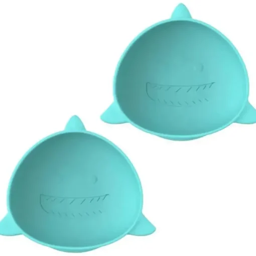 Melii - Ventosas de silicone para bebês e crianças pequenas, 10,1 onças - pacote com 2, azul tubarão